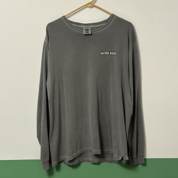 Nature Backs Grey Long Sleeve Tee, Size L, Comfort Colors Grey - Picture 1 of 4